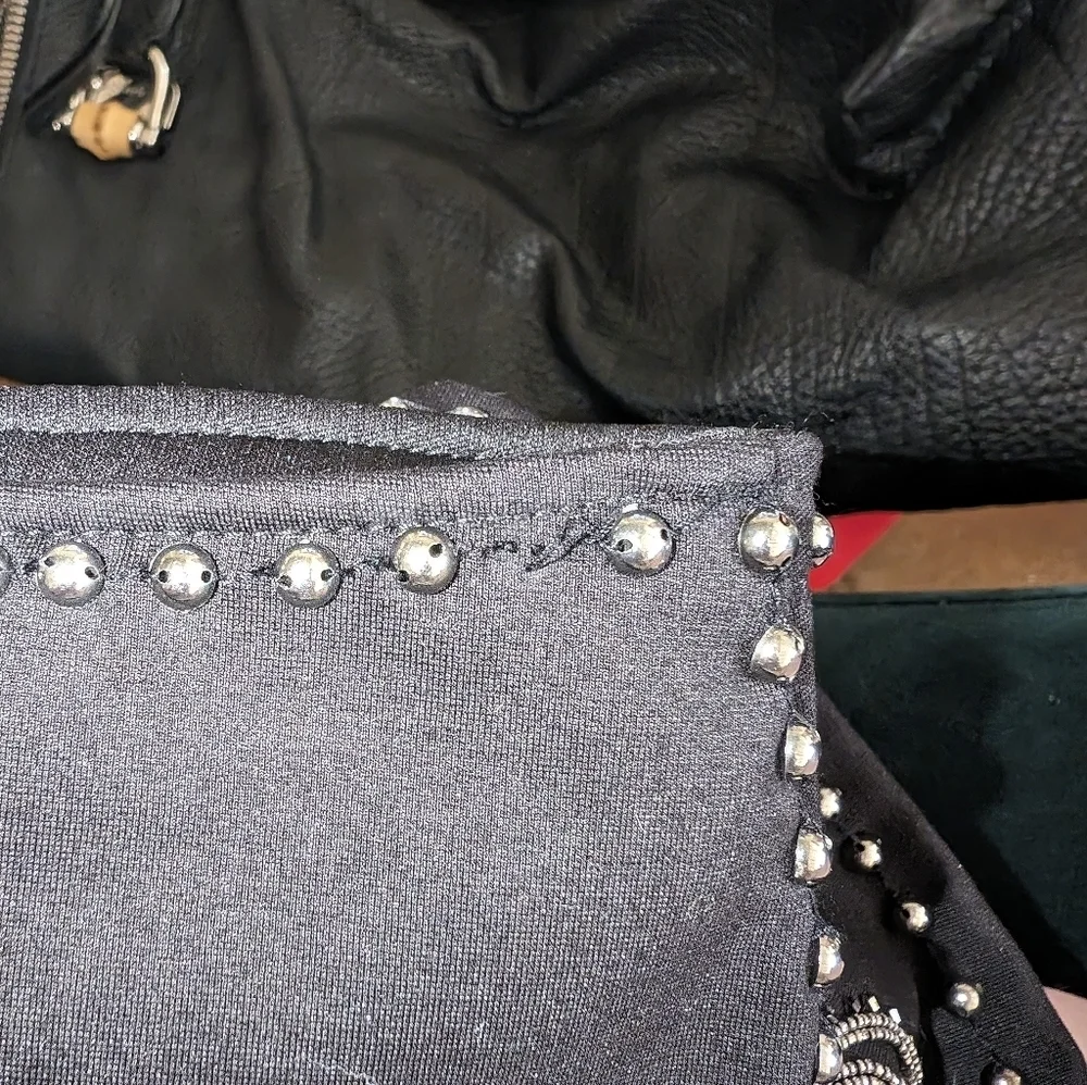 Allsaints Cassidy Zip Up Embellished Mini Skirt - Black studded